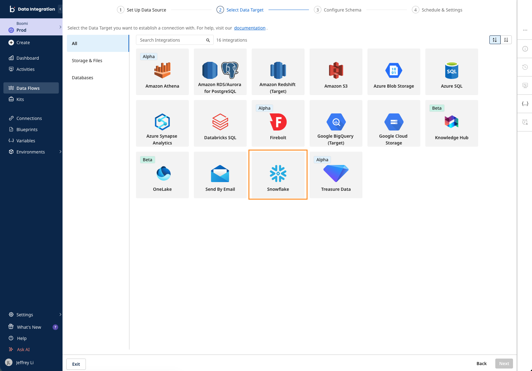 Click to zoom Data targets catalog selection