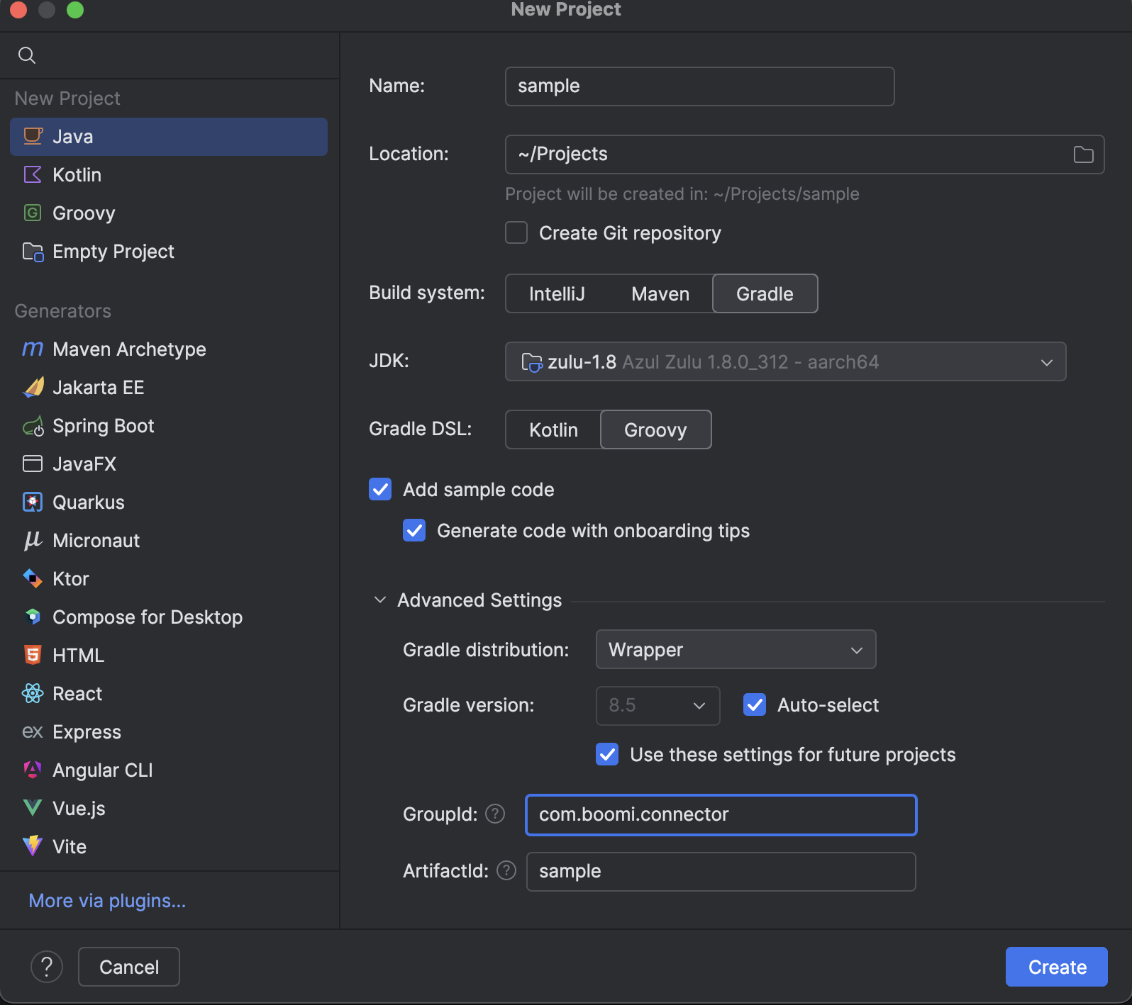 Click to zoom NewGradleProject