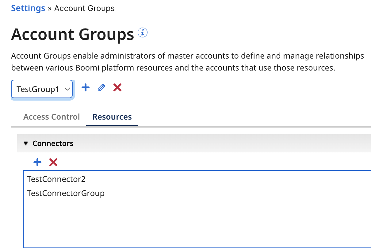 Sharing connectors with account groups
