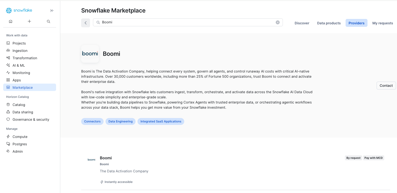 Click to zoom Snowflake Marketplace provider catalog