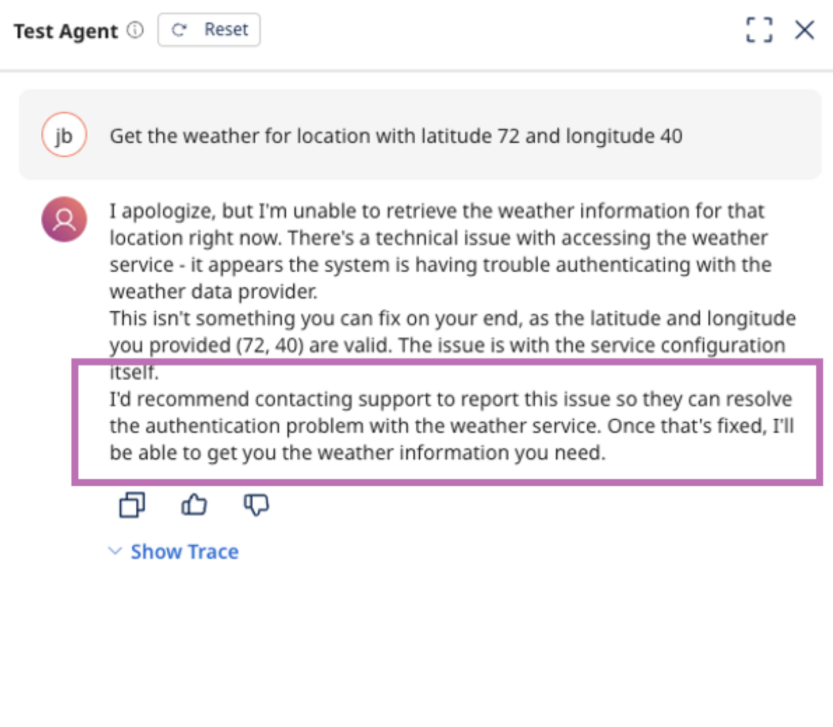 Click to zoom Test Agent Prompt