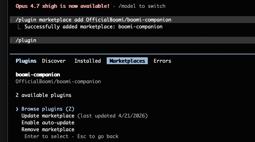 Claude Code plugin menu showing the Browse plugins option