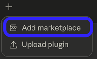 The Add Marketplace option accessed from the + icon