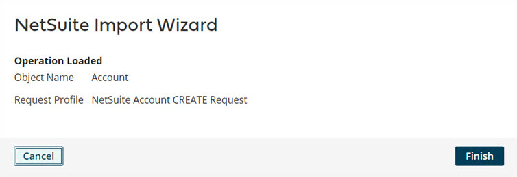 NetSuite Import Wizard confirms that the operation loaded.