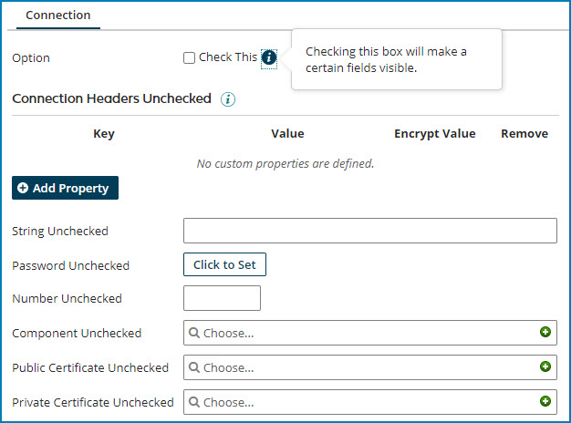 Click to zoom Connection panel when the user clears the check box.