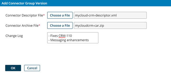 Add Connector Group version dialog.